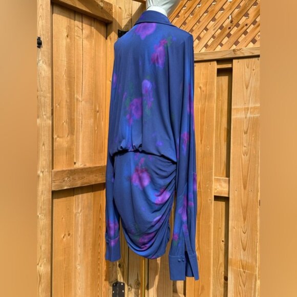 🆕 RAT & BOA 🧿 NWOT Volana Blue and Purple Floral Printed Cowl Neck Mini, Sz XL - Picture 7 of 15